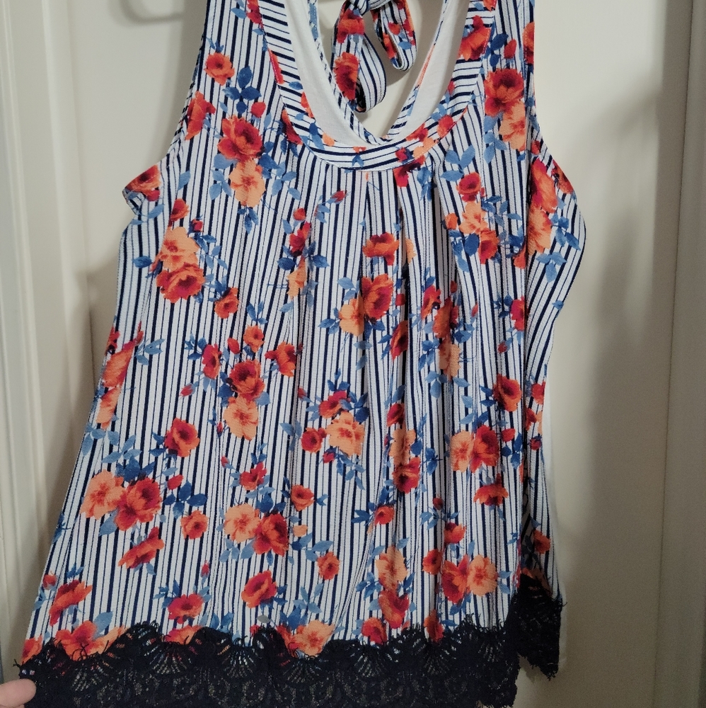 Floral striped blouse